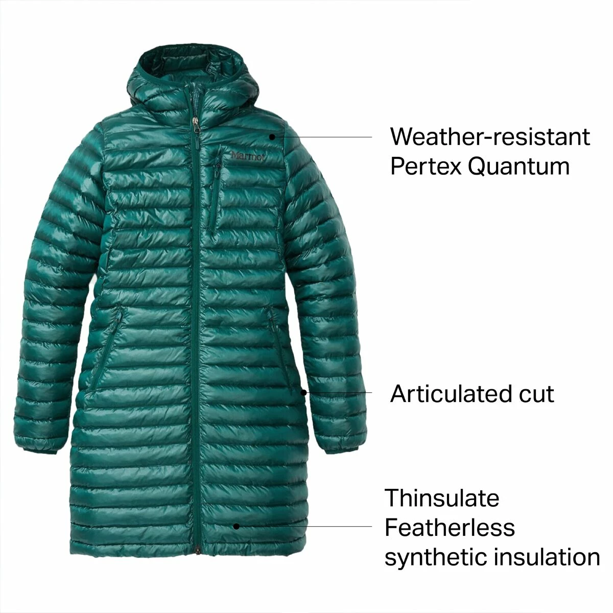 Marmot Avant Featherless Hooded Long Jacket Women's 2 Marmot Avant Featherless Hooded Long Jacket Women's - Image 2